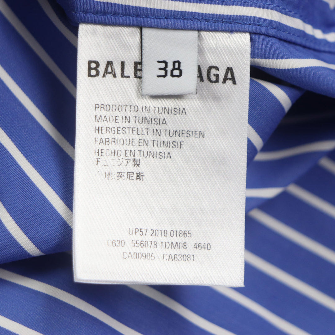 BALENCIAGA Long sleeve shirt 556878 cotton Blue white mens 38 Used Authentic