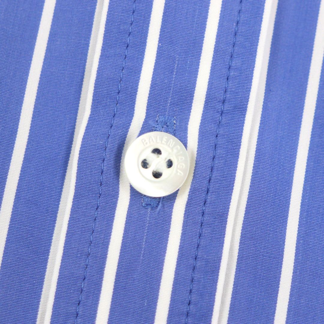 BALENCIAGA Long sleeve shirt 556878 cotton Blue white mens 38 Used Authentic