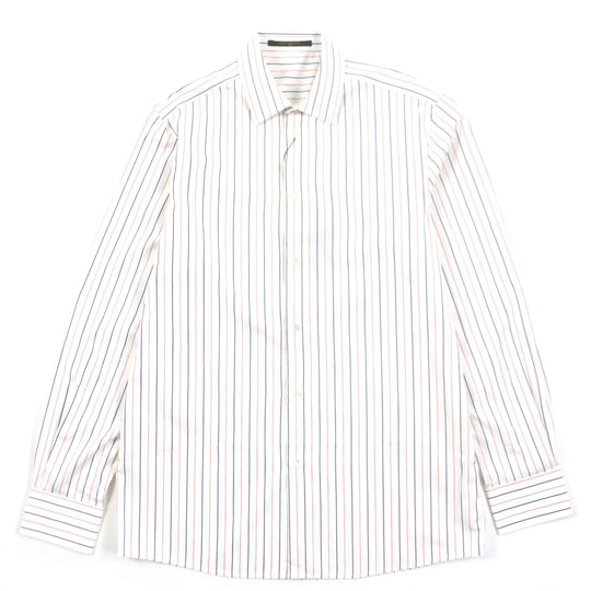 LOUIS VUITTON Long sleeve shirt Main: 100% cotton White Navy Pink mens 39/15 1/2 Used Authentic