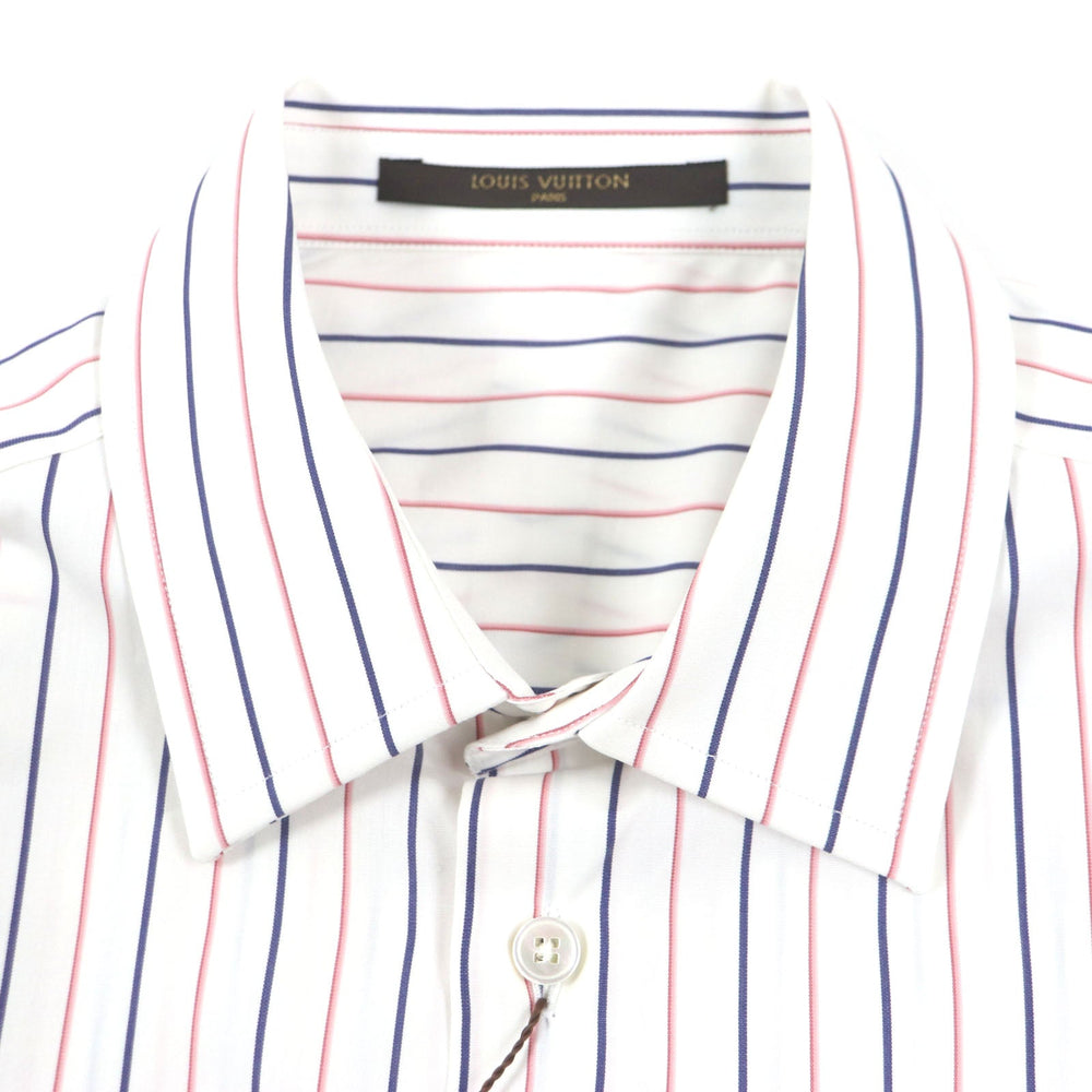 LOUIS VUITTON Long sleeve shirt Main: 100% cotton White Navy Pink mens 39/15 1/2 Used Authentic
