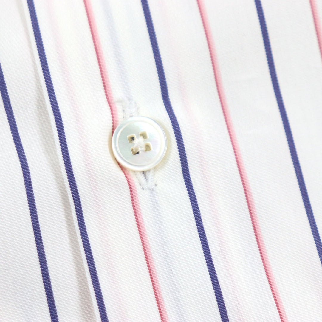 LOUIS VUITTON Long sleeve shirt Main: 100% cotton White Navy Pink mens 39/15 1/2 Used Authentic