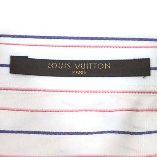 LOUIS VUITTON Long sleeve shirt Main: 100% cotton White Navy Pink mens 39/15 1/2 Used Authentic