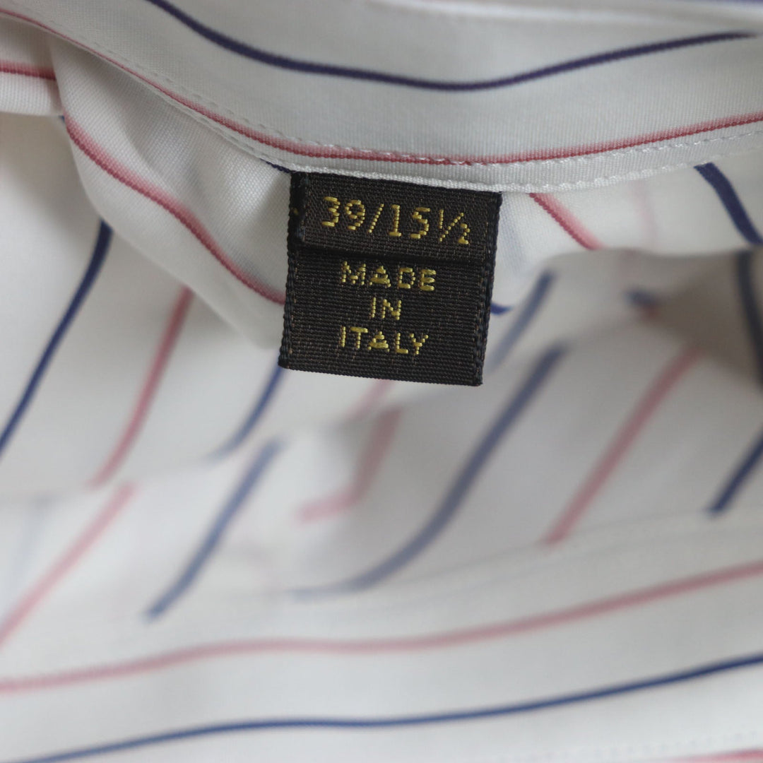 LOUIS VUITTON Long sleeve shirt Main: 100% cotton White Navy Pink mens 39/15 1/2 Used Authentic