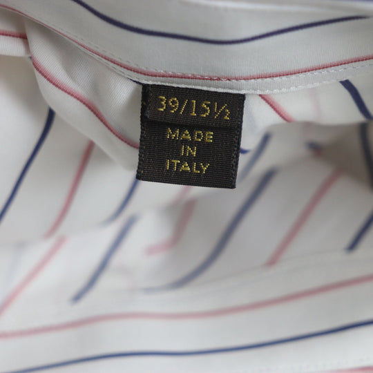 LOUIS VUITTON Long sleeve shirt Main: 100% cotton White Navy Pink mens 39/15 1/2 Used Authentic