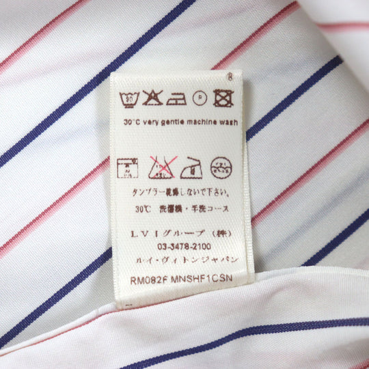 LOUIS VUITTON Long sleeve shirt Main: 100% cotton White Navy Pink mens 39/15 1/2 Used Authentic