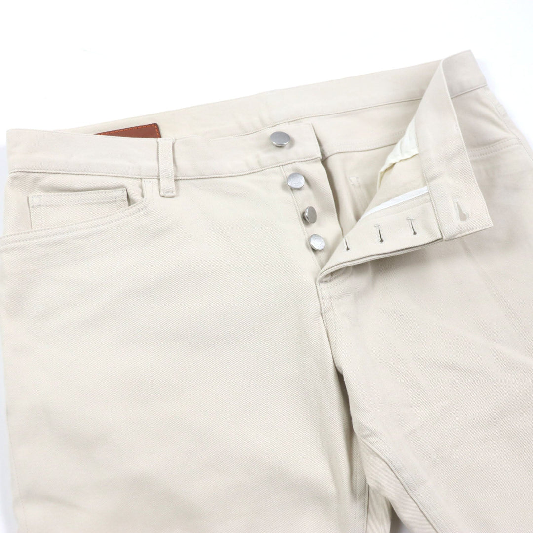 HERMES Pants Main: 98% cotton, Main: 2% polyurethane, Lining: 100% cotton, Leather part: cowhide beige mens 46 Used Authentic