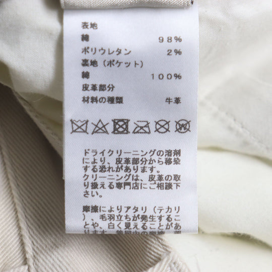 HERMES Pants Main: 98% cotton, Main: 2% polyurethane, Lining: 100% cotton, Leather part: cowhide beige mens 46 Used Authentic