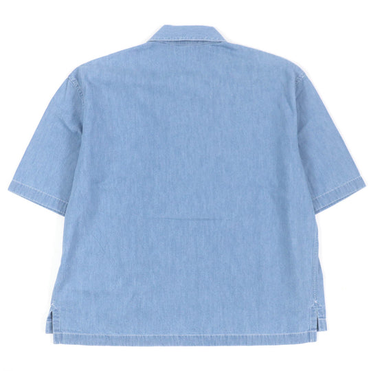 HERMES Short sleeve shirt Main: 100% cotton Indigo blue mens 37 Used Authentic