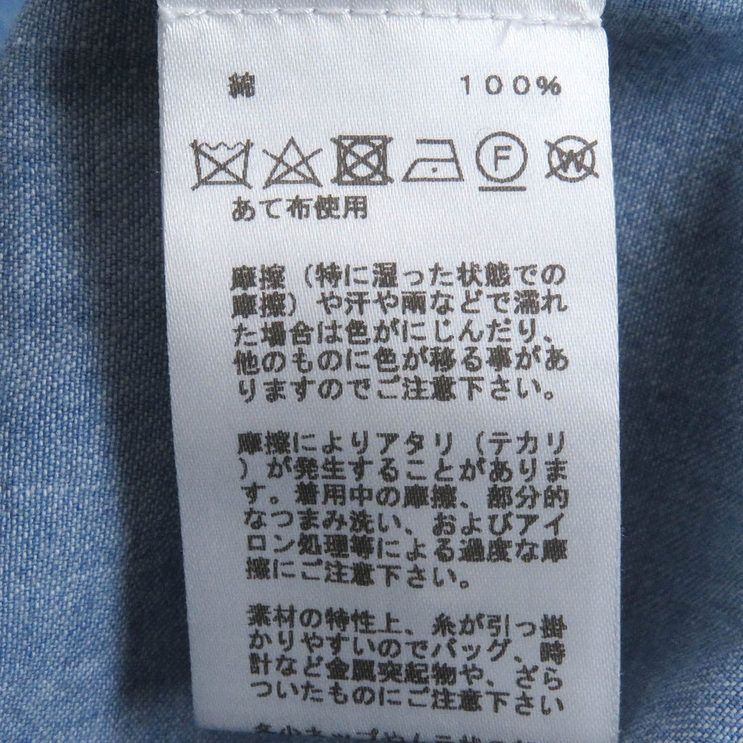 HERMES Short sleeve shirt Main: 100% cotton Indigo blue mens 37 Used Authentic