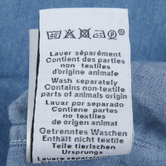 HERMES Short sleeve shirt Main: 100% cotton Indigo blue mens 37 Used Authentic