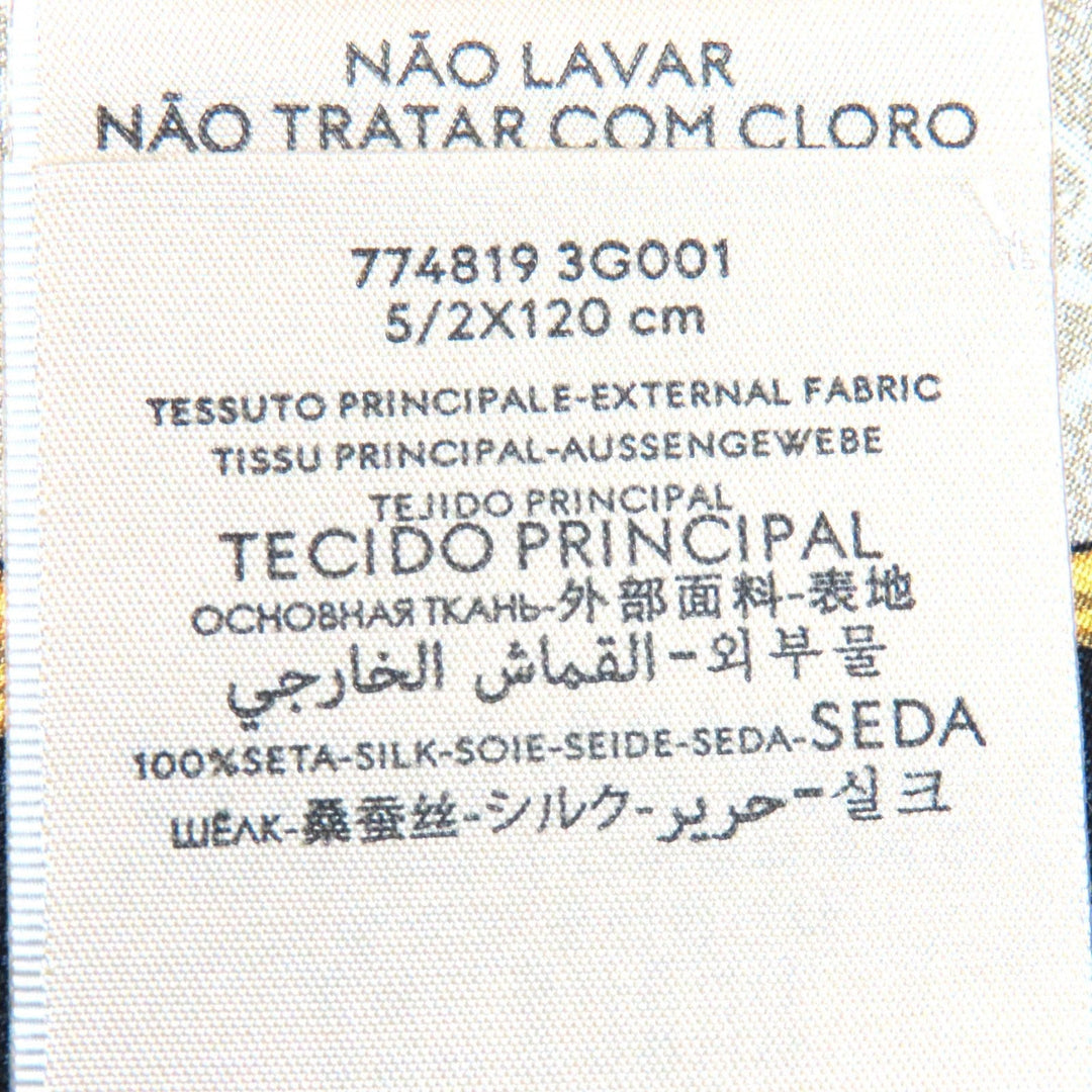 GUCCI scarf 774819 Main: 100% silk Black beige GG Chain Horsebit Print Silk Neck Bow Women Used Authentic