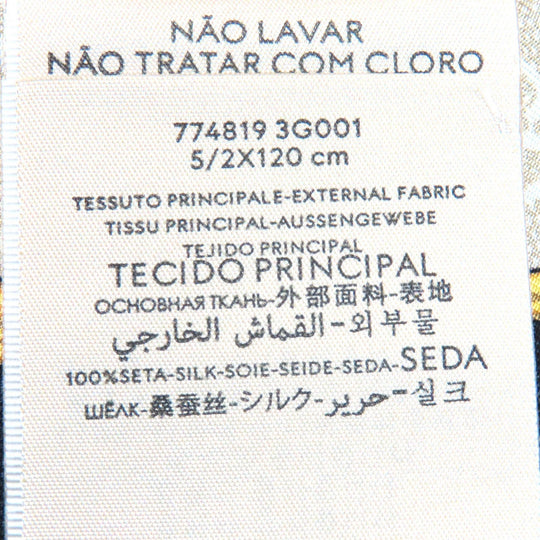 GUCCI scarf 774819 Main: 100% silk Black beige GG Chain Horsebit Print Silk Neck Bow Women Used Authentic