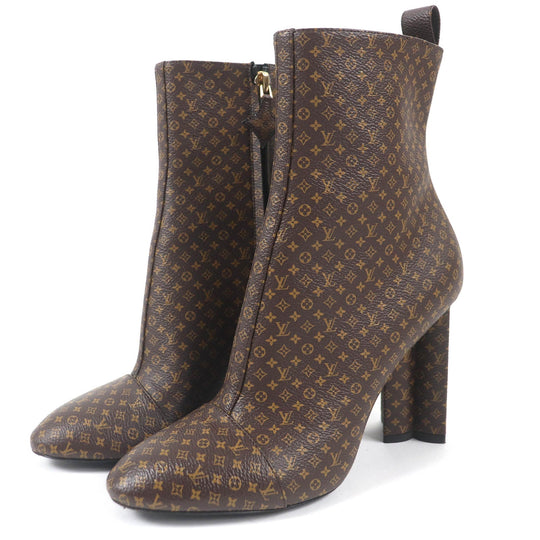 LOUIS VUITTON Ankle boots Main: Leather Brown Silhouette line Women 37 1/2 Used Authentic