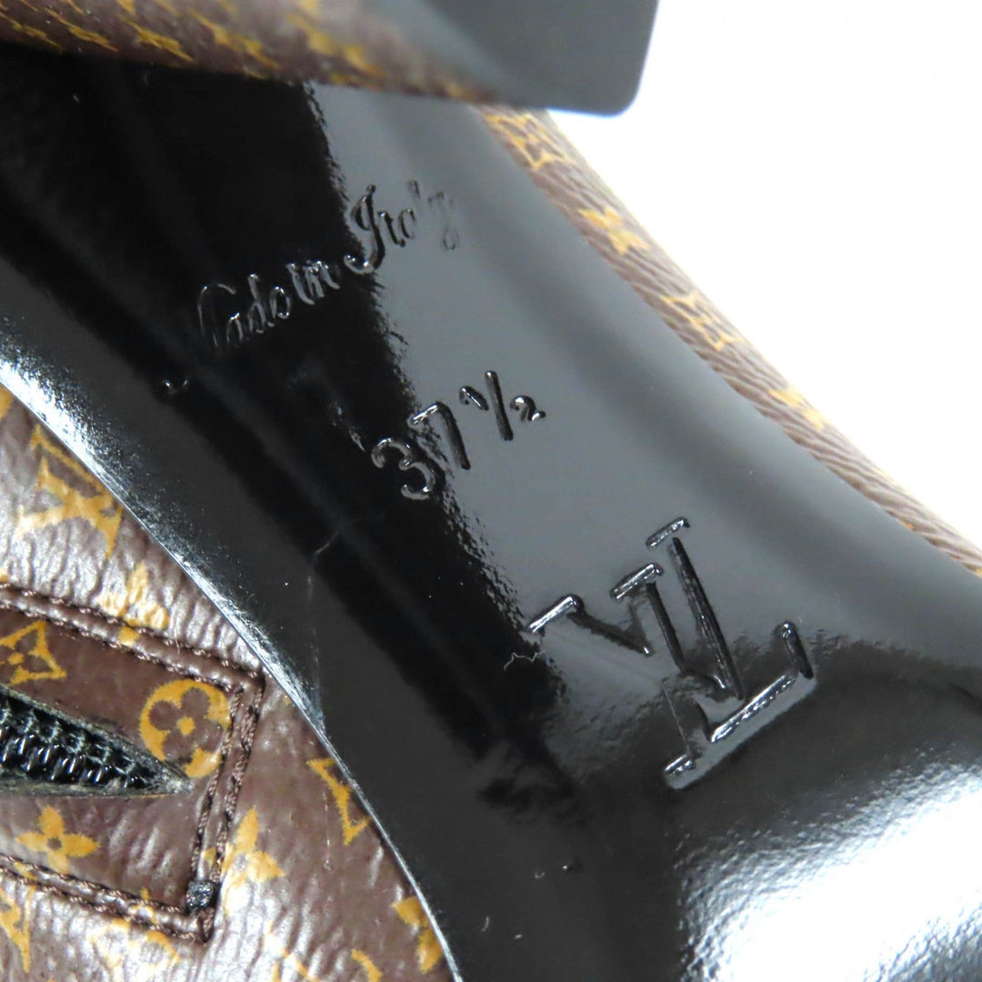 LOUIS VUITTON Ankle boots Main: Leather Brown Silhouette line Women 37 1/2 Used Authentic