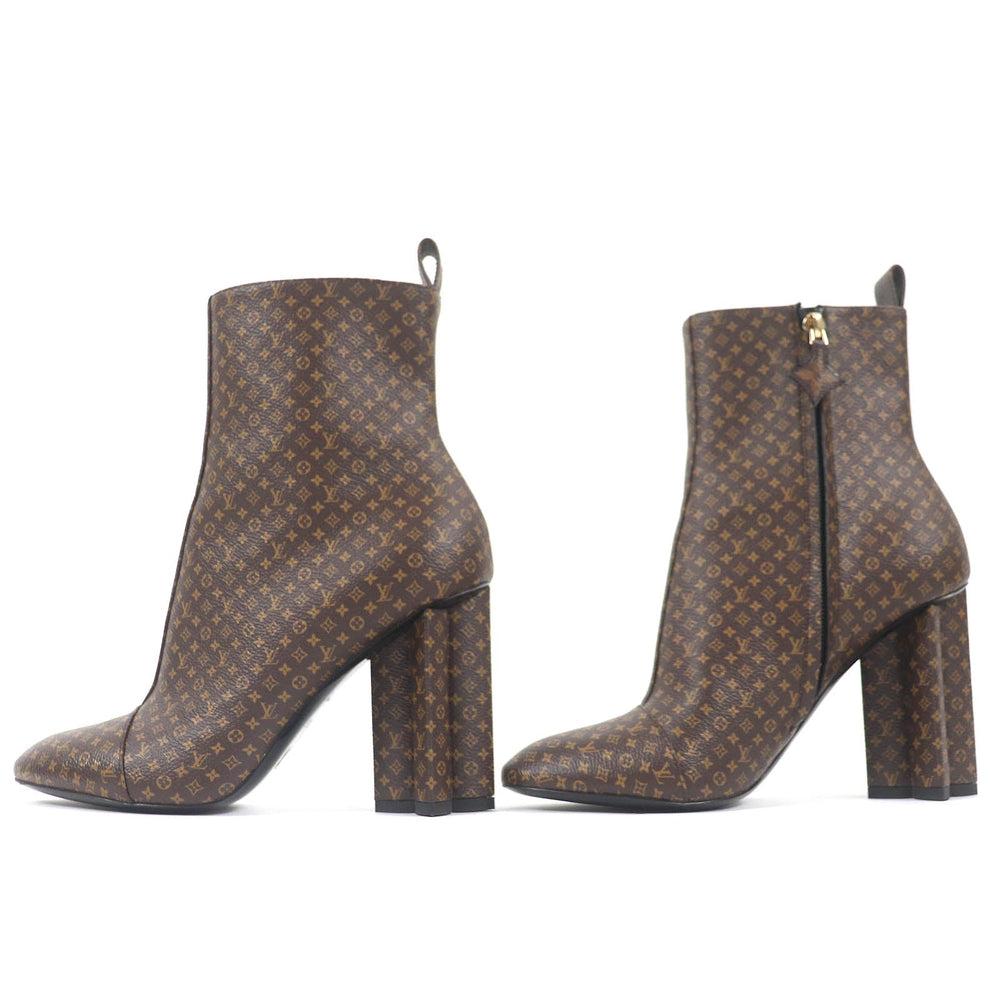 LOUIS VUITTON Ankle boots Main: Leather Brown Silhouette line Women 37 1/2 Used Authentic