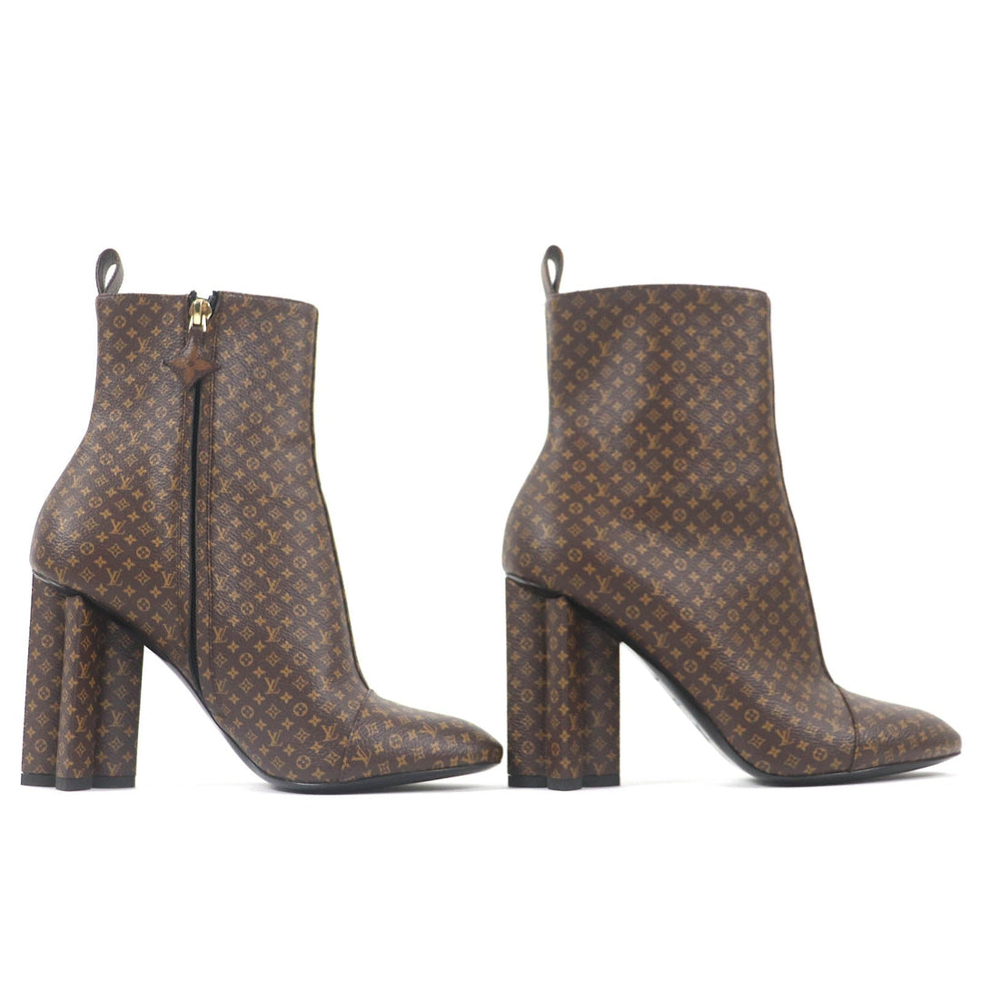 LOUIS VUITTON Ankle boots Main: Leather Brown Silhouette line Women 37 1/2 Used Authentic