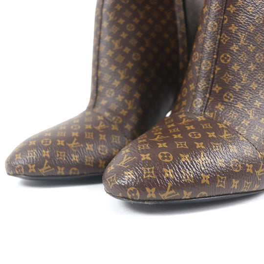 LOUIS VUITTON Ankle boots Main: Leather Brown Silhouette line Women 37 1/2 Used Authentic