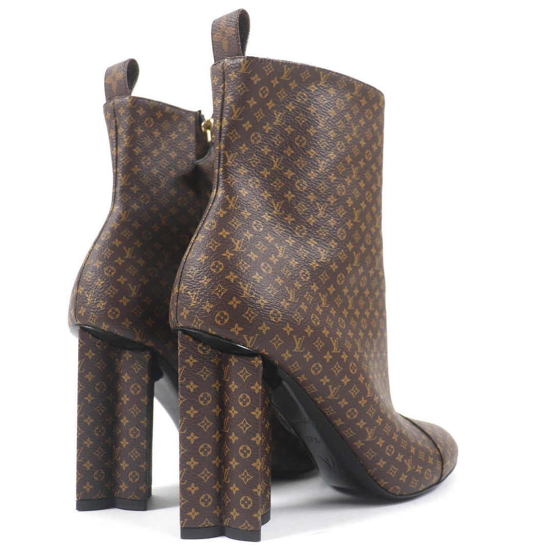 LOUIS VUITTON Ankle boots Main: Leather Brown Silhouette line Women 37 1/2 Used Authentic