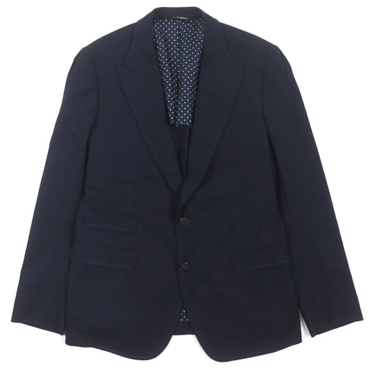 DOLCE&GABBANA tailored jacket G2LL9T Outer: 65% wool, Outer: 23% cotton, Outer: 9% nylon, Outer: 3% elastane (polyurethane), Lining: 100% silk Dark navy mens 52 Used Authentic