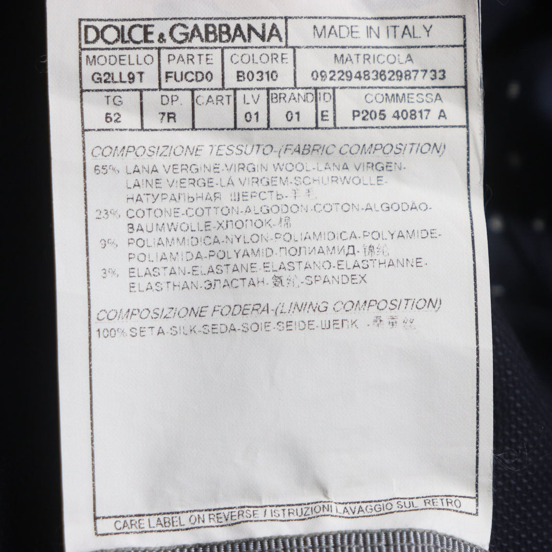 DOLCE&GABBANA tailored jacket G2LL9T Outer: 65% wool, Outer: 23% cotton, Outer: 9% nylon, Outer: 3% elastane (polyurethane), Lining: 100% silk Dark navy mens 52 Used Authentic