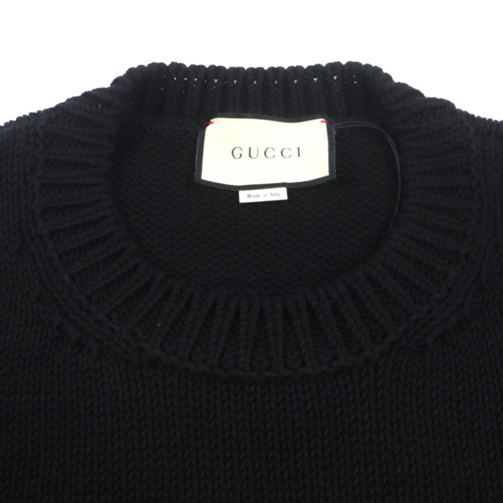 GUCCI sweater 514906 Main: 100% cotton, Part: 100% wool, Part: 100% wool black NEVER MARRY MITFORD mens XL Used Authentic
