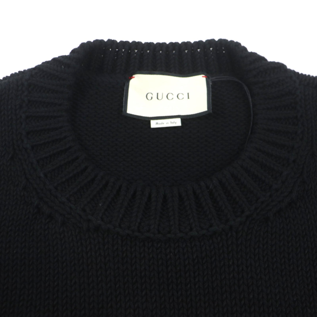 GUCCI sweater 514906 Main: 100% cotton, Part: 100% wool, Part: 100% wool black NEVER MARRY MITFORD mens XL Used Authentic