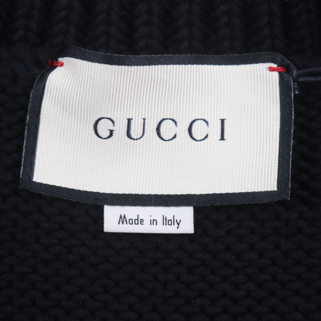 GUCCI sweater 514906 Main: 100% cotton, Part: 100% wool, Part: 100% wool black NEVER MARRY MITFORD mens XL Used Authentic