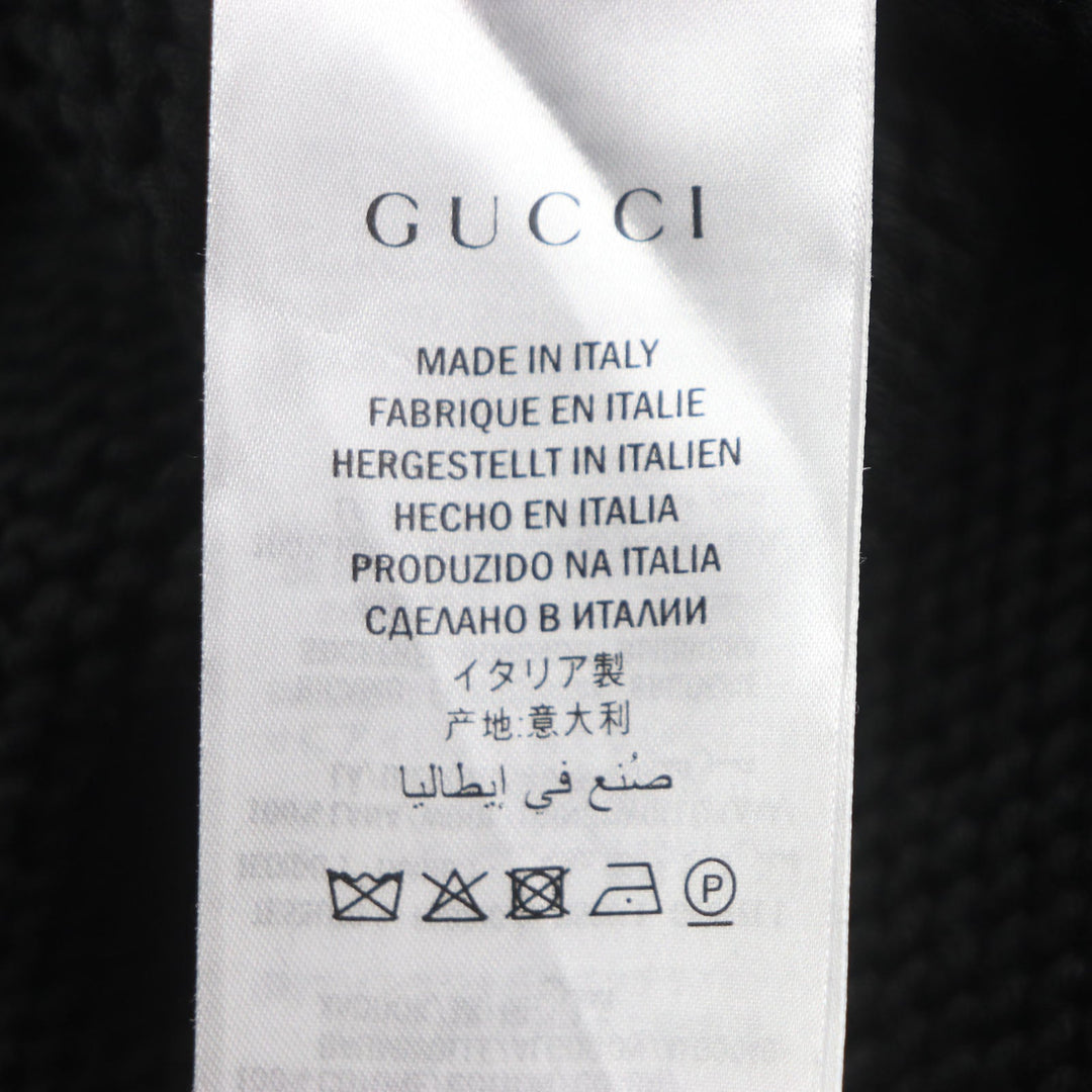 GUCCI sweater 514906 Main: 100% cotton, Part: 100% wool, Part: 100% wool black NEVER MARRY MITFORD mens XL Used Authentic