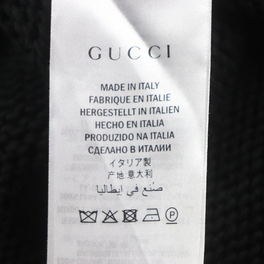 GUCCI sweater 514906 Main: 100% cotton, Part: 100% wool, Part: 100% wool black NEVER MARRY MITFORD mens XL Used Authentic