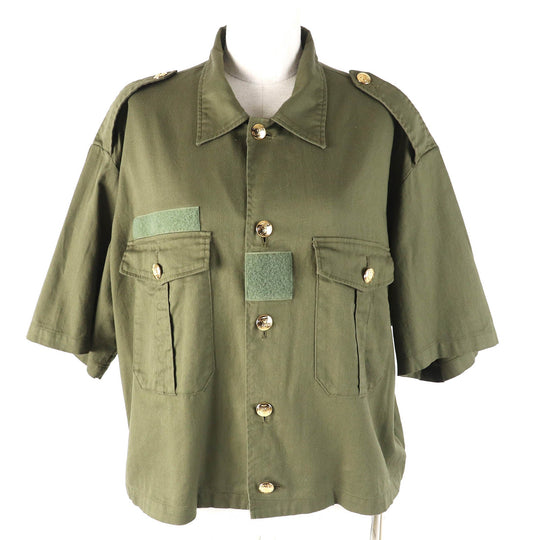 CELINE Short sleeve shirt 2C580106K Outer material: 100% cotton khaki Women 38 Used Authentic