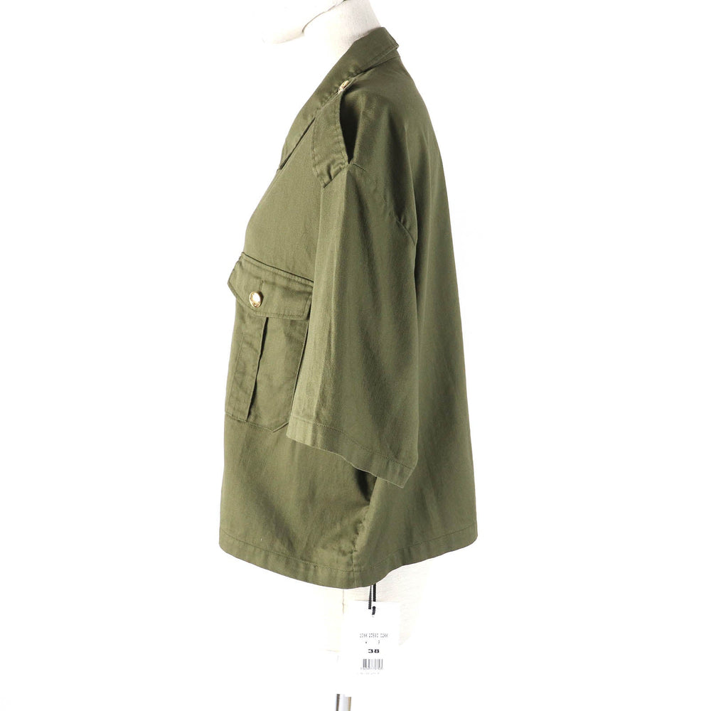 CELINE Short sleeve shirt 2C580106K Outer material: 100% cotton khaki Women 38 Used Authentic