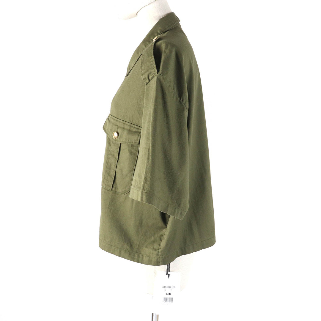 CELINE Short sleeve shirt 2C580106K Outer material: 100% cotton khaki Women 38 Used Authentic
