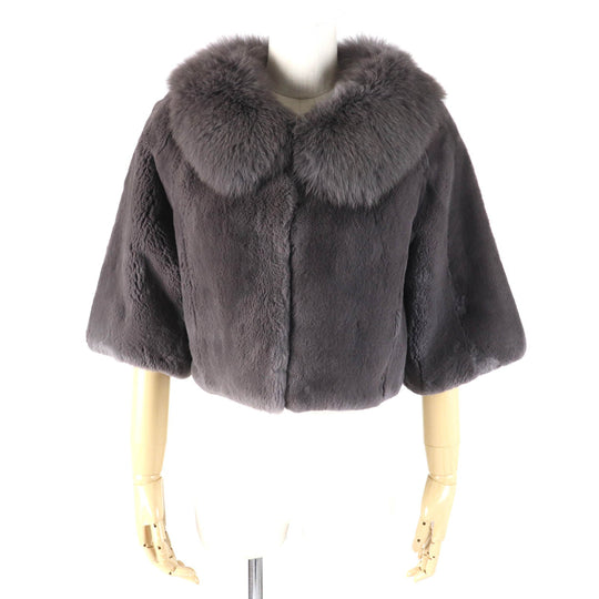 GRACE CONTINENTAL genuine fur coat Outer: Rabbit, Part: Fox, Lining: 100% Polyester gray Women 38 Used Authentic