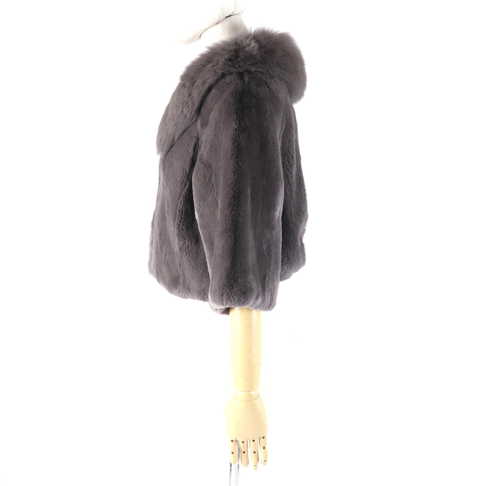 GRACE CONTINENTAL genuine fur coat Outer: Rabbit, Part: Fox, Lining: 100% Polyester gray Women 38 Used Authentic