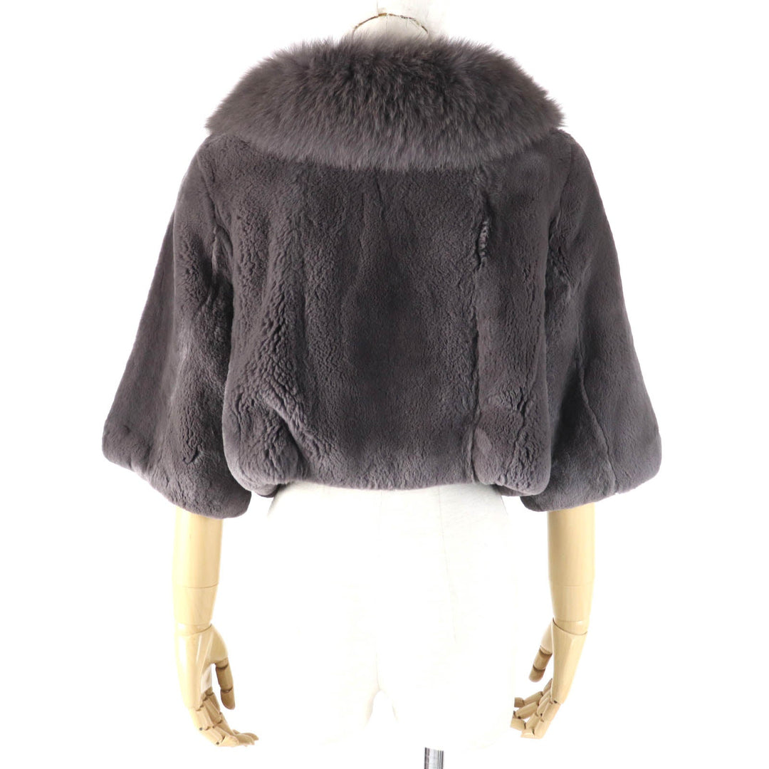 GRACE CONTINENTAL genuine fur coat Outer: Rabbit, Part: Fox, Lining: 100% Polyester gray Women 38 Used Authentic