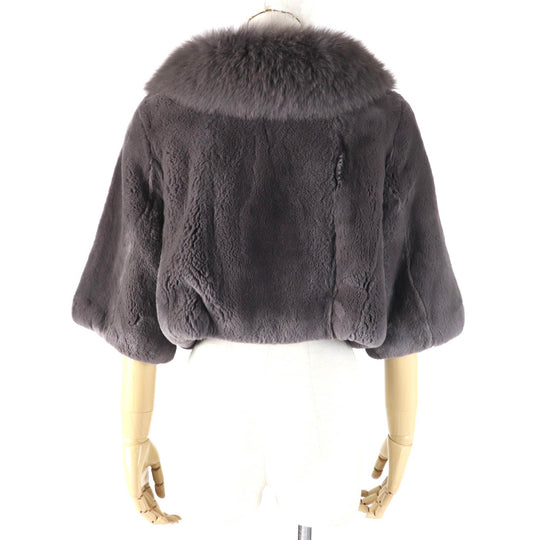 GRACE CONTINENTAL genuine fur coat Outer: Rabbit, Part: Fox, Lining: 100% Polyester gray Women 38 Used Authentic