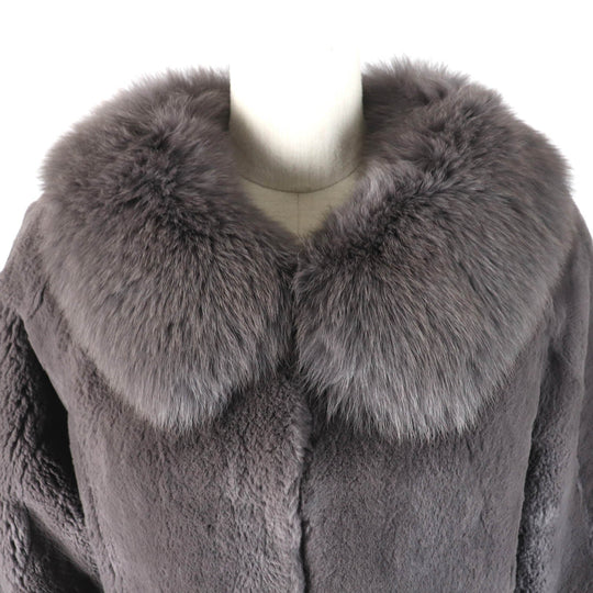 GRACE CONTINENTAL genuine fur coat Outer: Rabbit, Part: Fox, Lining: 100% Polyester gray Women 38 Used Authentic