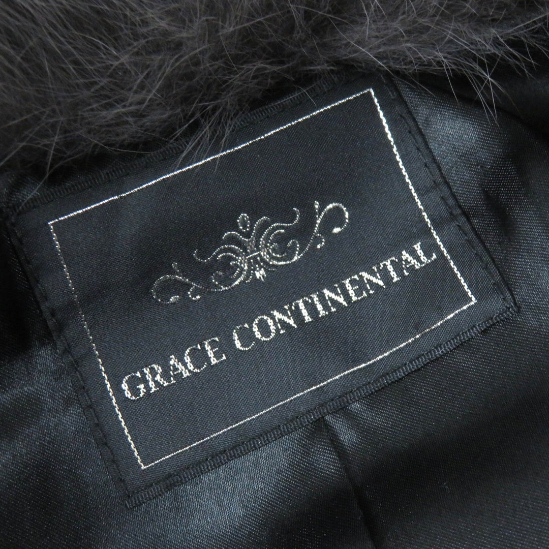 GRACE CONTINENTAL genuine fur coat Outer: Rabbit, Part: Fox, Lining: 100% Polyester gray Women 38 Used Authentic