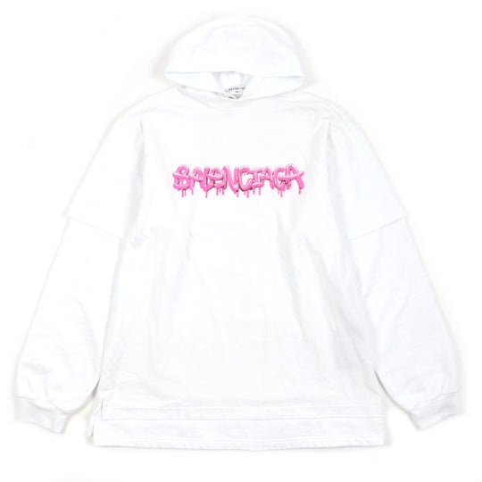 BALENCIAGA Hoodie 681029 Outer: 100% cotton, Outer: 100% cotton, Part: 97% cotton, Part: 3% polyurethane white mens XS Used Authentic