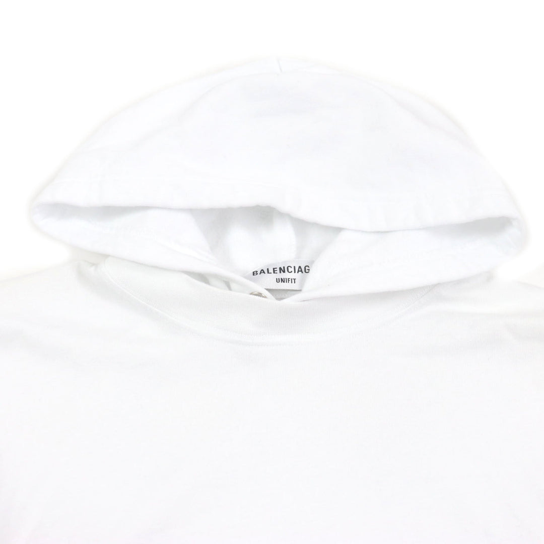 BALENCIAGA Hoodie 681029 Outer: 100% cotton, Outer: 100% cotton, Part: 97% cotton, Part: 3% polyurethane white mens XS Used Authentic