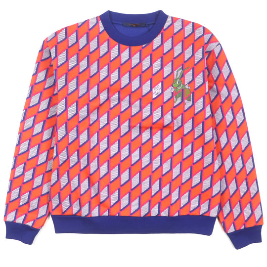 LOUIS VUITTON knit Main: 100% cotton Multi Diamond Damier mens L Used Authentic