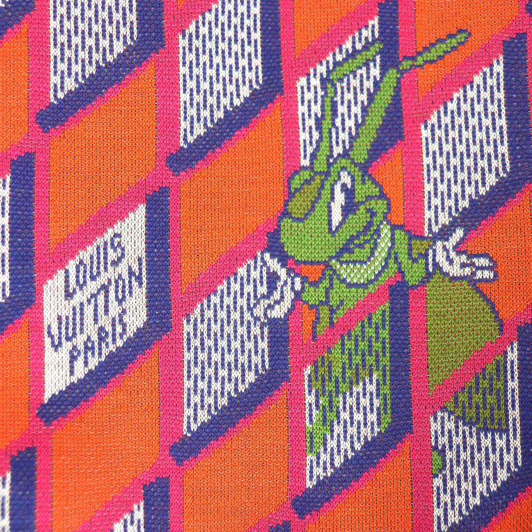 LOUIS VUITTON knit Main: 100% cotton Multi Diamond Damier mens L Used Authentic