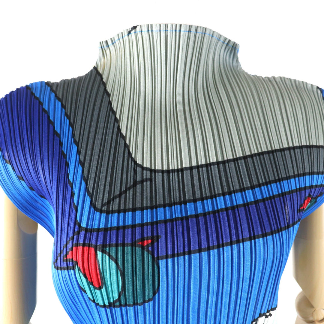 PLEATS PLEASE Cut PP22-JK932 Outer material: Polyester 100% Blue multicolor Women 3 Used Authentic