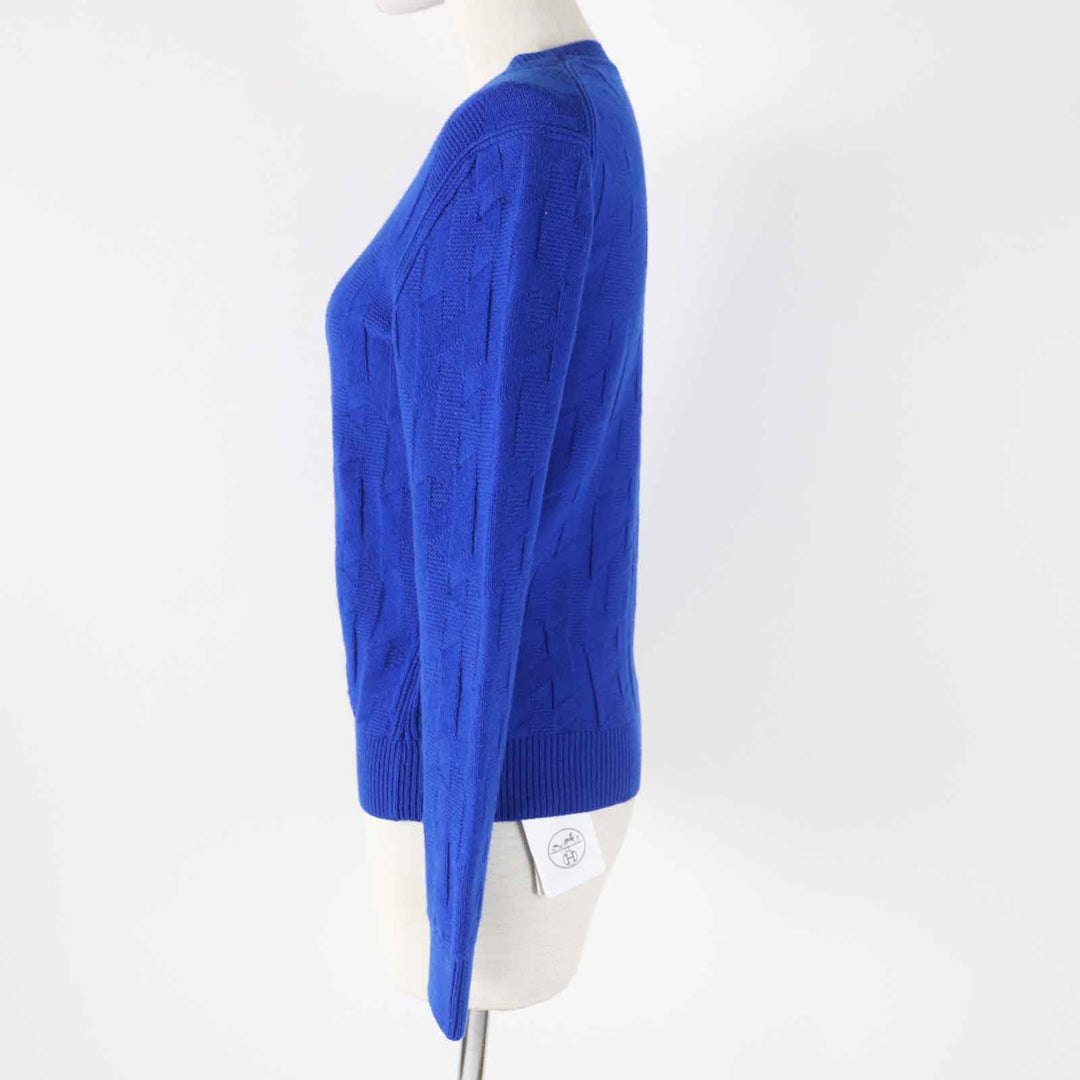 HERMES knit 4E2611D3 Main: 100% virgin wool Blue Ocean Women 34 Used Authentic