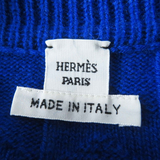 HERMES knit 4E2611D3 Main: 100% virgin wool Blue Ocean Women 34 Used Authentic