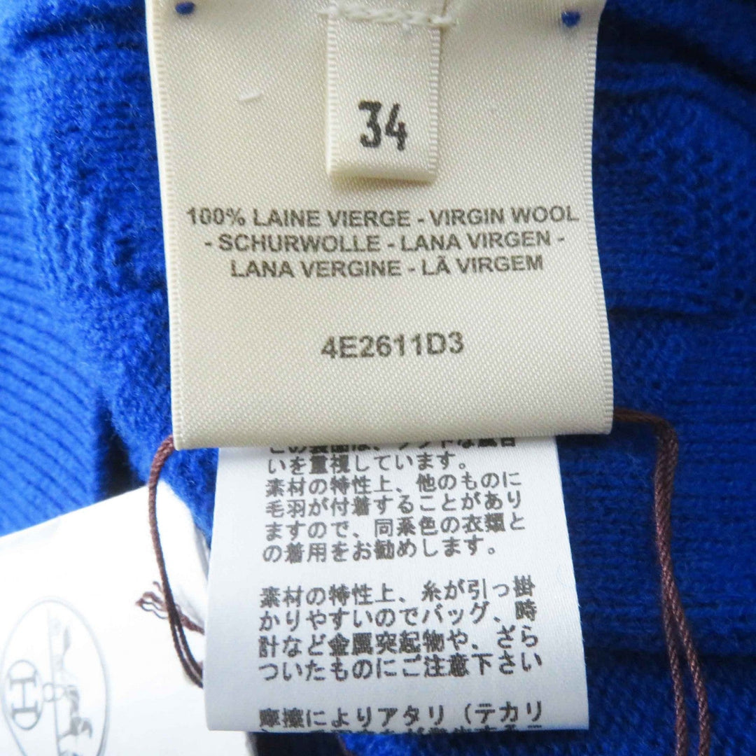 HERMES knit 4E2611D3 Main: 100% virgin wool Blue Ocean Women 34 Used Authentic