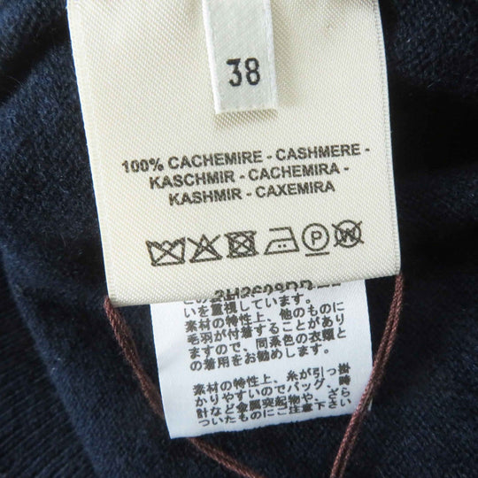 HERMES knit 3H2608DD Main: 100% cashmere Dark Navy Green BRIDES de GALA Tartan ceremonial bridle Women 38 Used Authentic