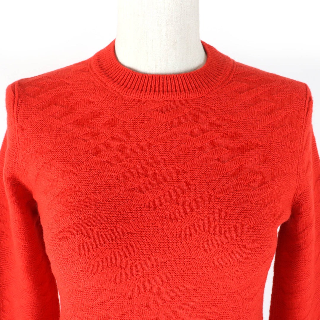 HERMES knit 2E2624DE Main: 100% wool Red Women 34 Used Authentic