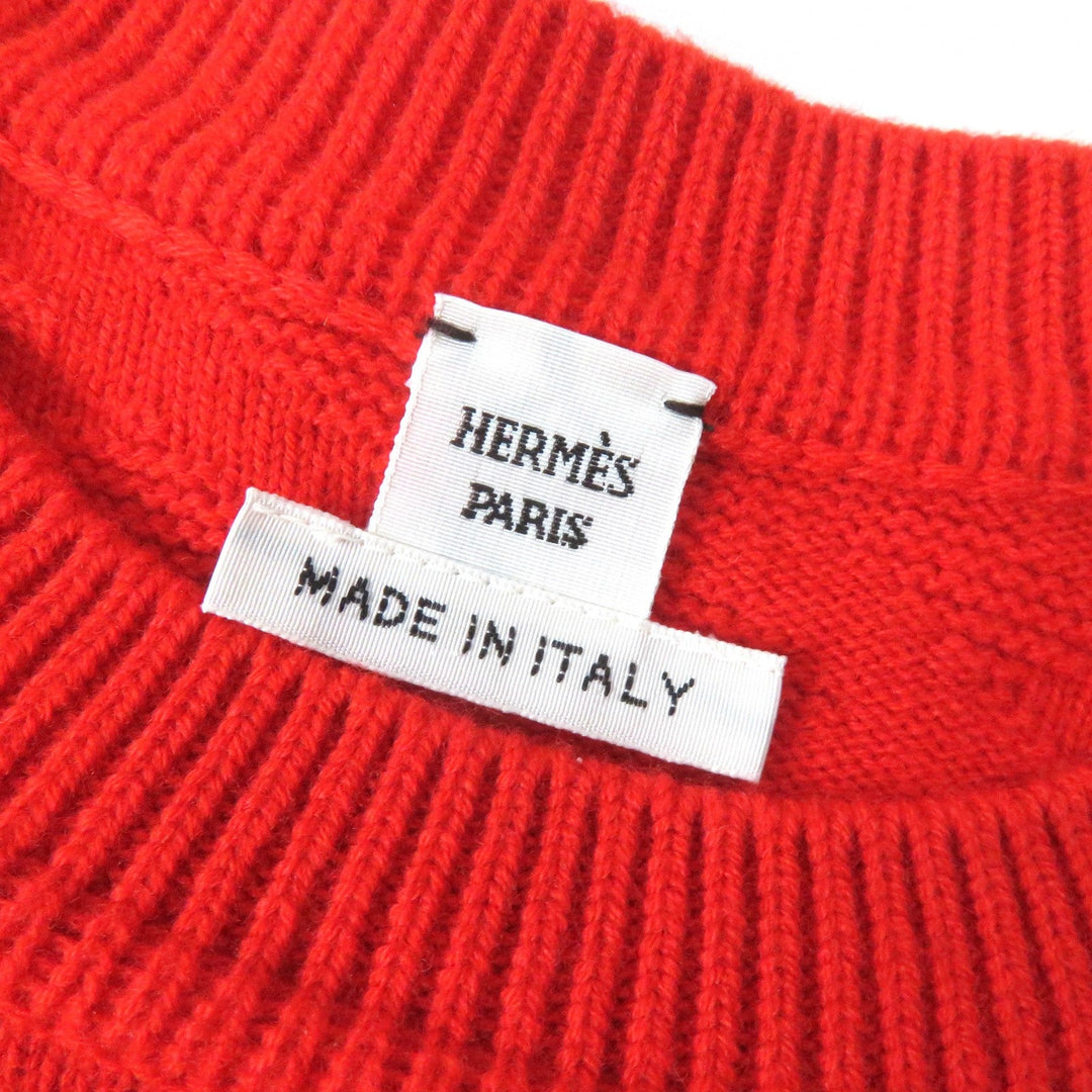 HERMES knit 2E2624DE Main: 100% wool Red Women 34 Used Authentic