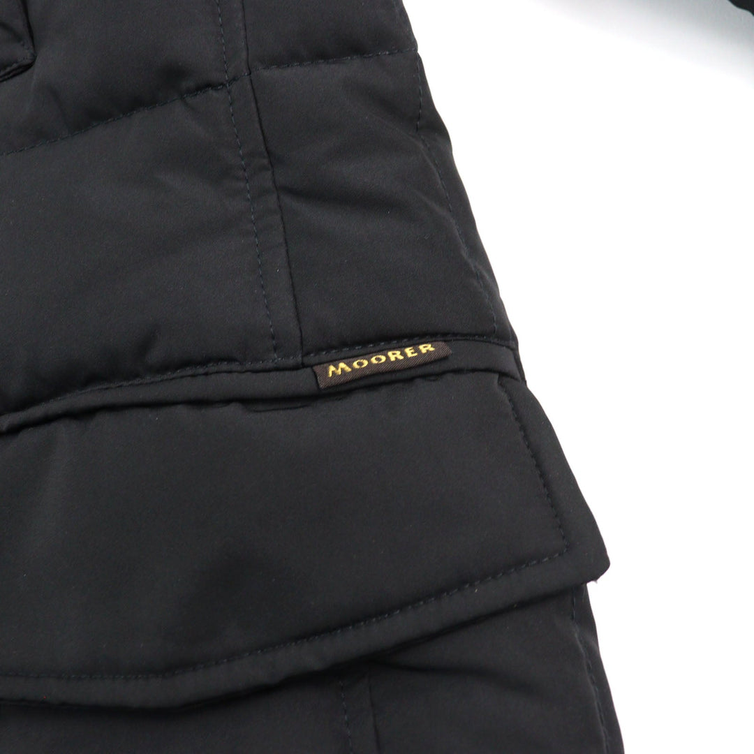 MOORER Down jacket Outer: 100% polyester, Lining: 50% polyester, Lining: 50% nylon, Sleeve lining: 100% nylon, Filling: down black VALENTE-KM mens 44 Used Authentic
